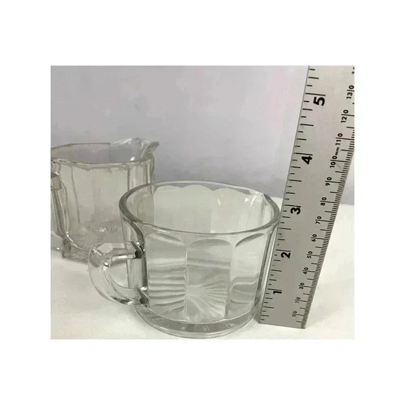 VTG 3 Pc Clear Glass Cup Small Pitcher Jar with Lid Avon Crystal - Picture 8 of 16